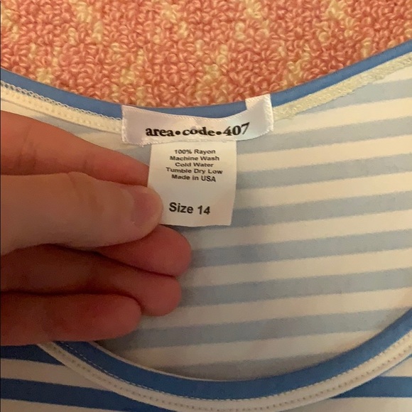 Blue and white striped dress. Size kids 14. - Picture 2 of 3